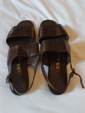 Prada Brown Leather Slide Sandals with Back Strap EUC.